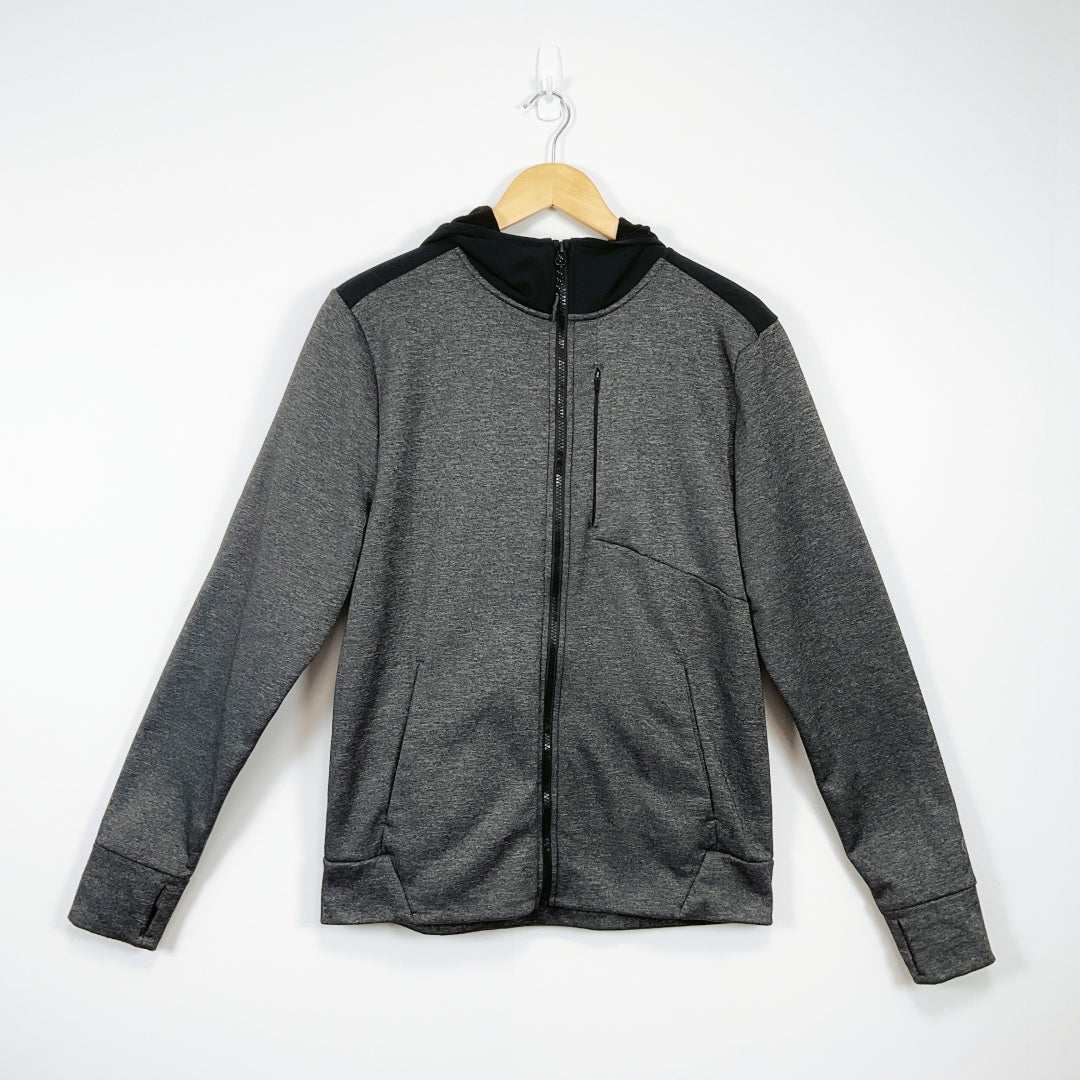 Champion-Men's contemporary grey zip-up hoodies with a front pocket