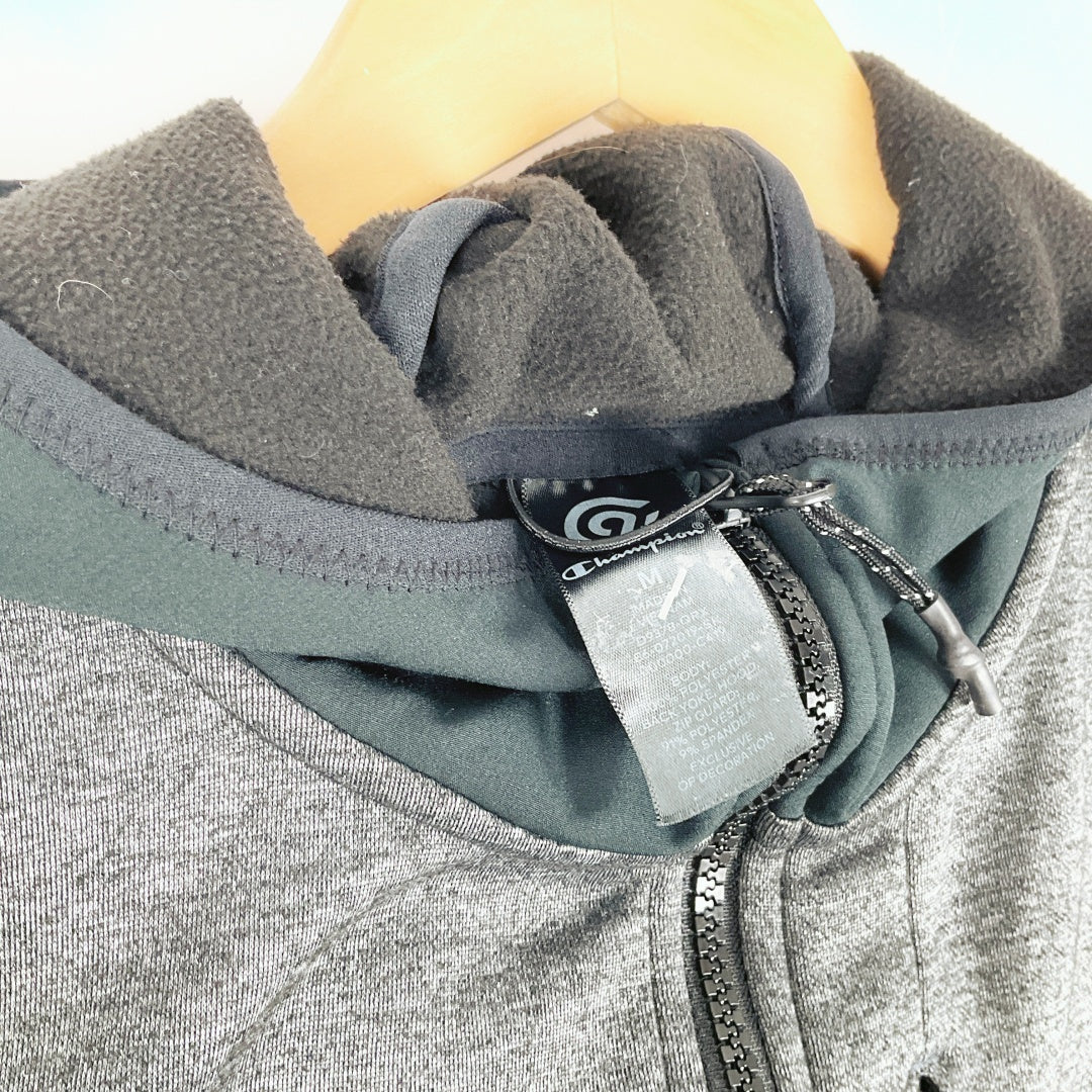 Champion-Men's contemporary grey zip-up hoodies with a front pocket
