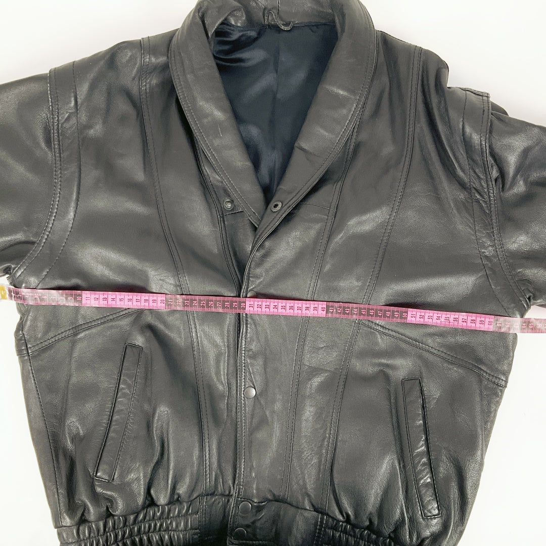 Men's Black Leather Jacket with Detachable Sleeves