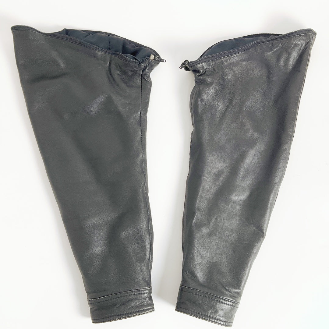 Men's Black Leather Jacket with Detachable Sleeves