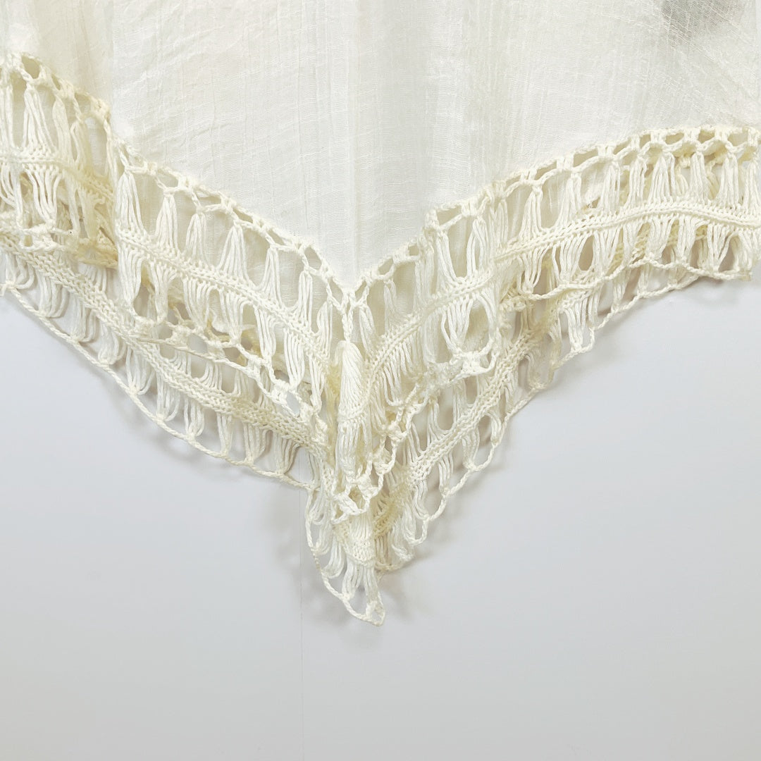 RedBerry Fashion-WHITE Cotton Fringe Boho Pullover 3/4 Sleeve