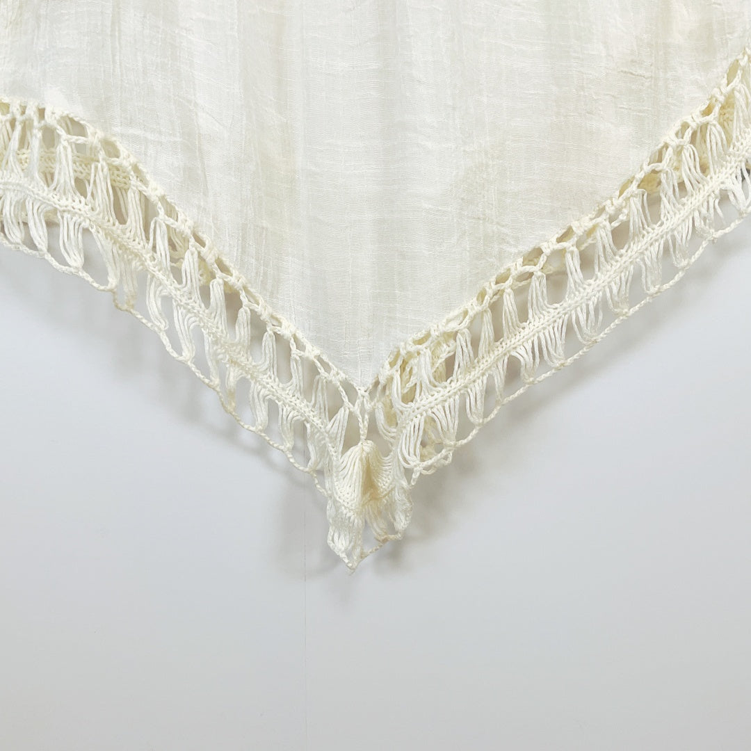 RedBerry Fashion-WHITE Cotton Fringe Boho Pullover 3/4 Sleeve