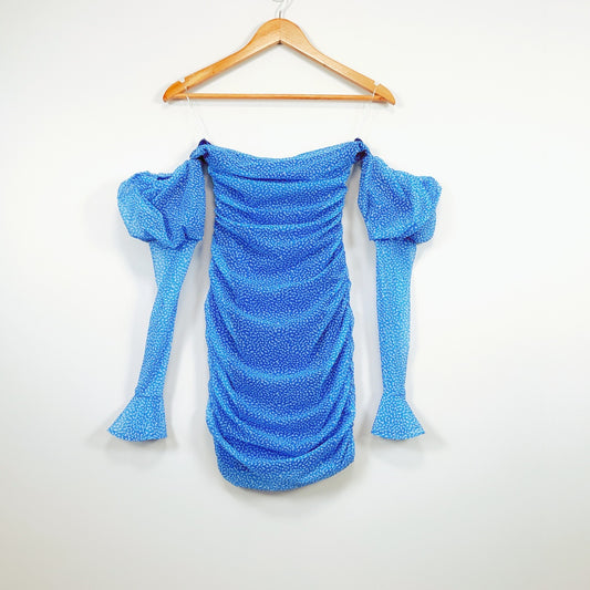 Oh Polly - Blue Off The Shoulder Party Mini Dress