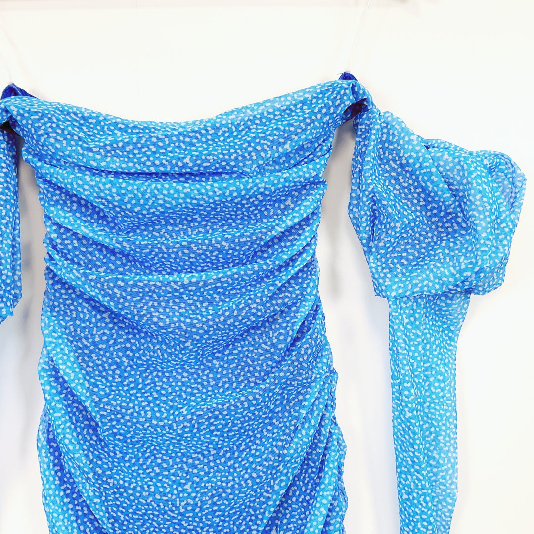 Oh Polly - Blue Off The Shoulder Party Mini Dress