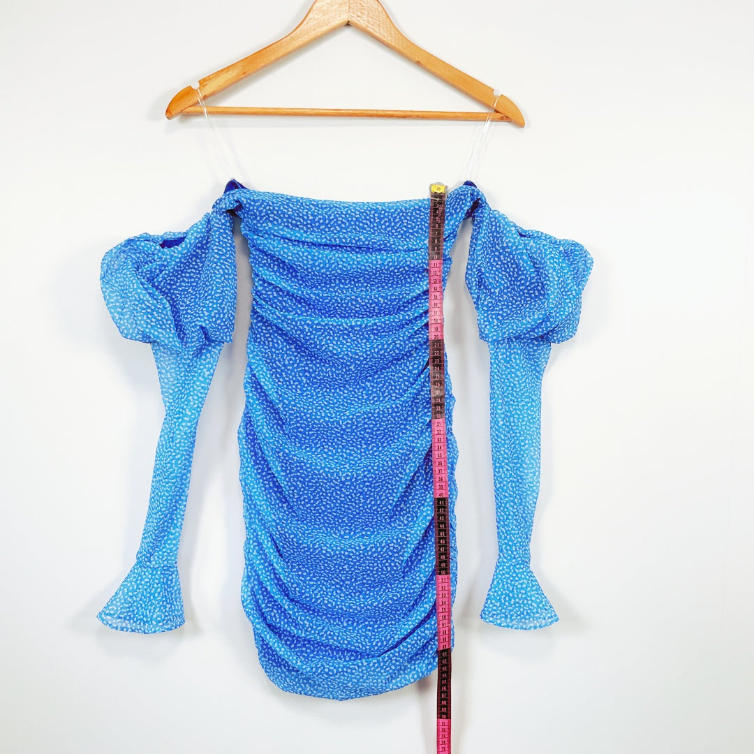 Oh Polly - Blue Off The Shoulder Party Mini Dress