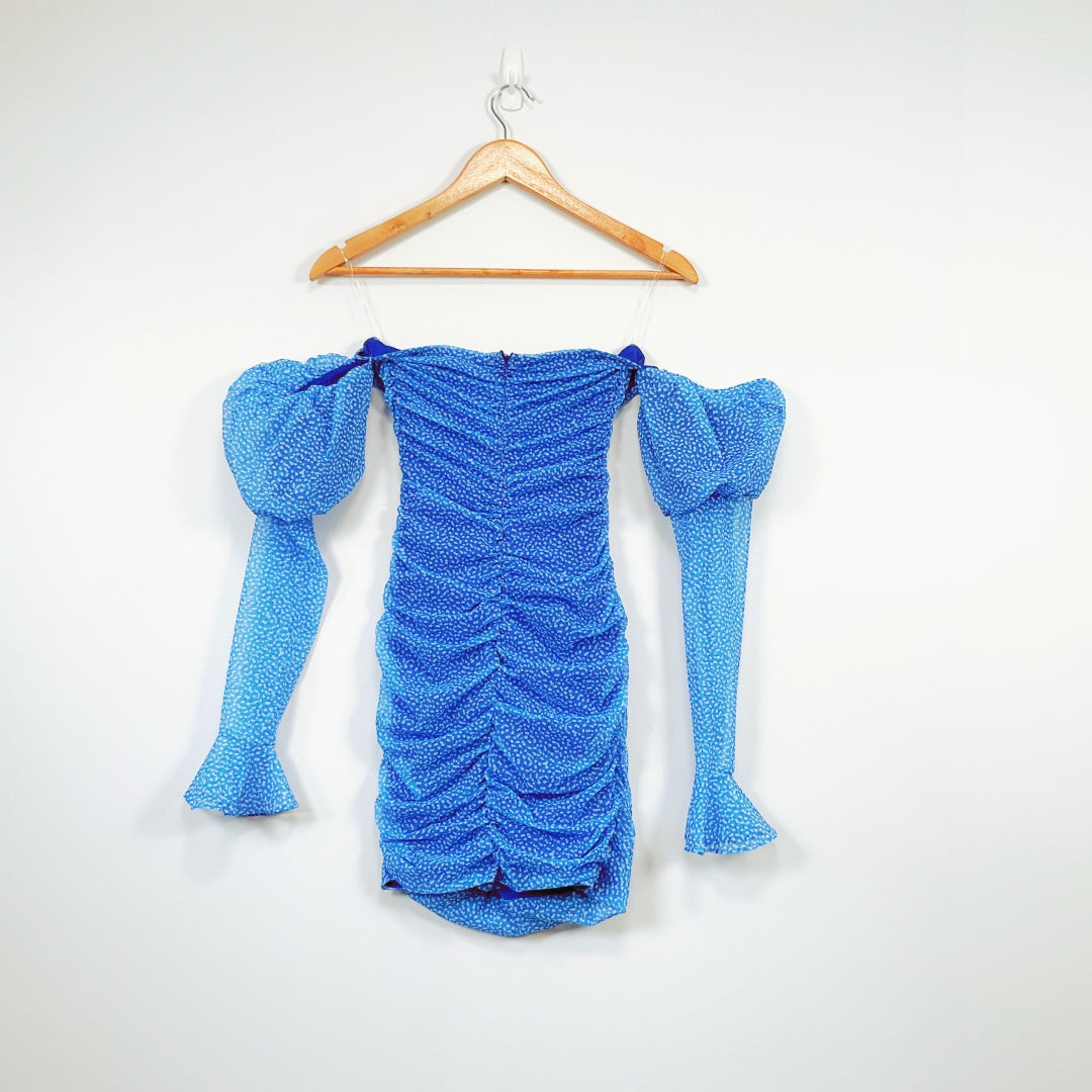 Oh Polly - Blue Off The Shoulder Party Mini Dress