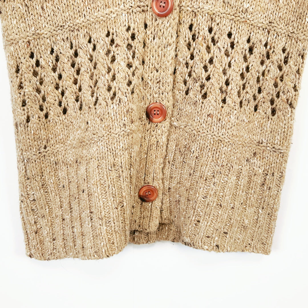 Maurices - Brown Short-Sleeve Knit Cardigan with Wooden Buttons