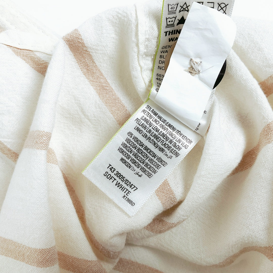 M&S Collection-MARKS AND SPENCER Soft White Striped Linen Blend Tunic Shirt Top