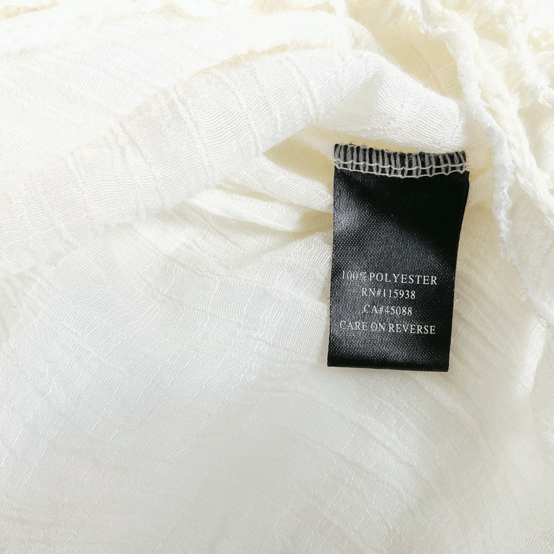 RedBerry Fashion-WHITE Cotton Fringe Boho Pullover 3/4 Sleeve
