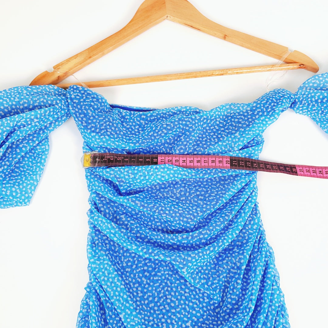 Oh Polly - Blue Off The Shoulder Party Mini Dress