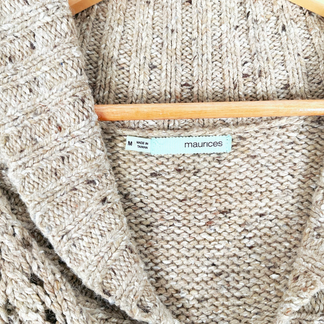 Maurices - Brown Short-Sleeve Knit Cardigan with Wooden Buttons