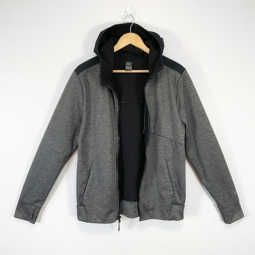 Champion-Men's contemporary grey zip-up hoodies with a front pocket