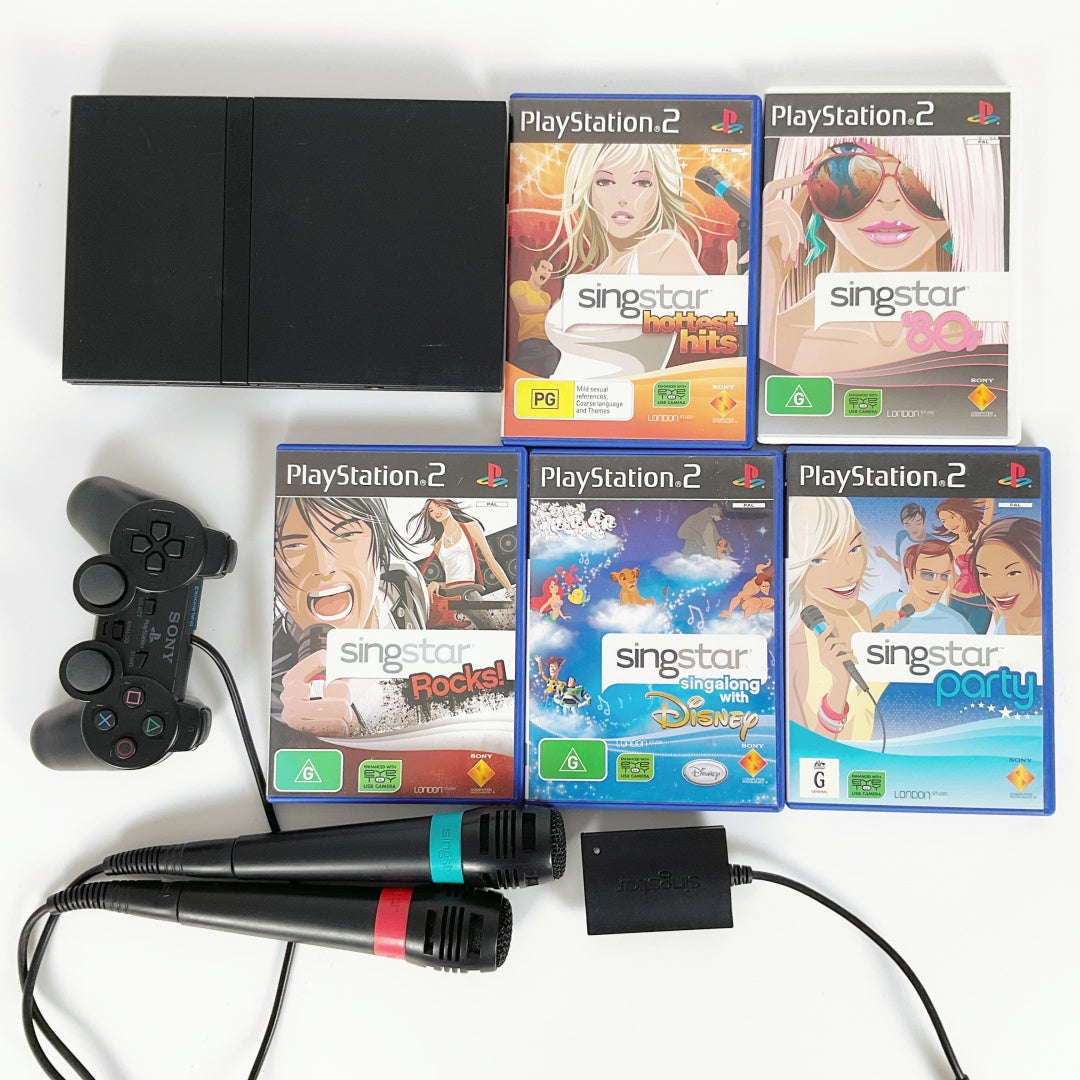 Sony - PlayStation PS2 Console & 5 SingStar Games Bundle