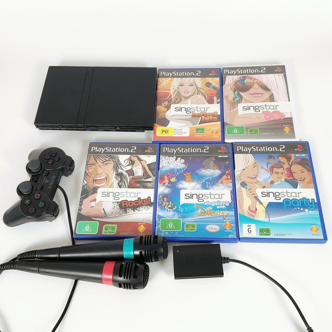 Sony - PlayStation PS2 Console & 5 SingStar Games Bundle