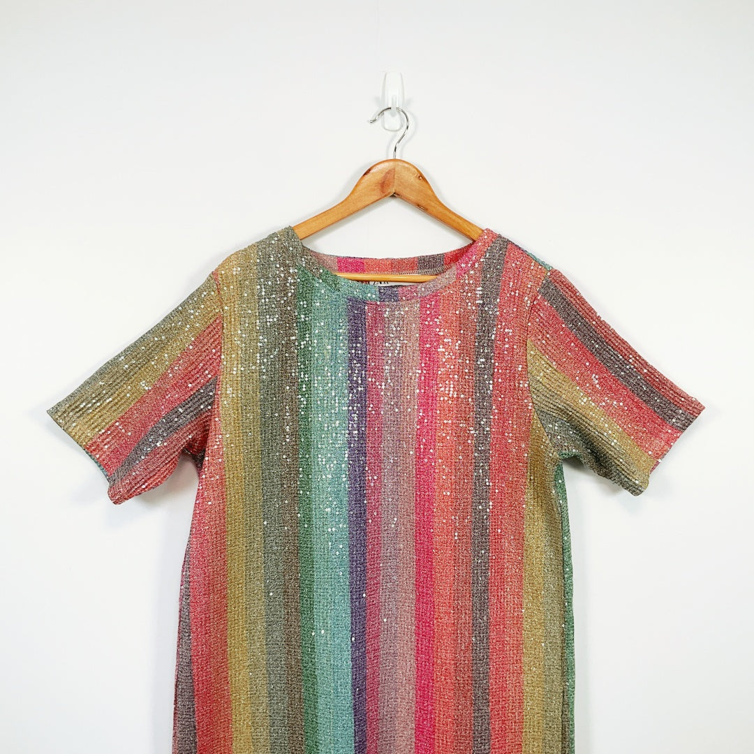 zara multicoloured sequin dress Zara multicoloured sequin dress. Size XS, would best
