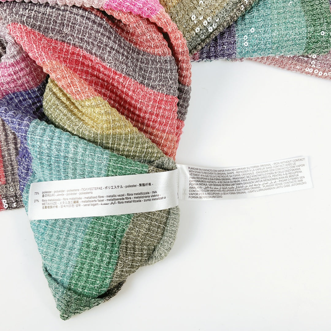 Zara - Rainbow Stripe Sequin Midi Dress