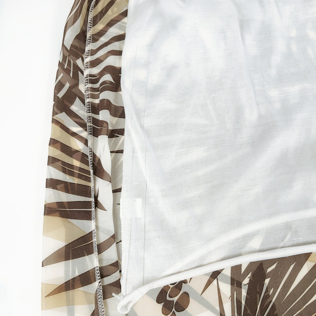 Sweet Girl Fashion - Tropical Palm Print Dress - Beaded Neckline