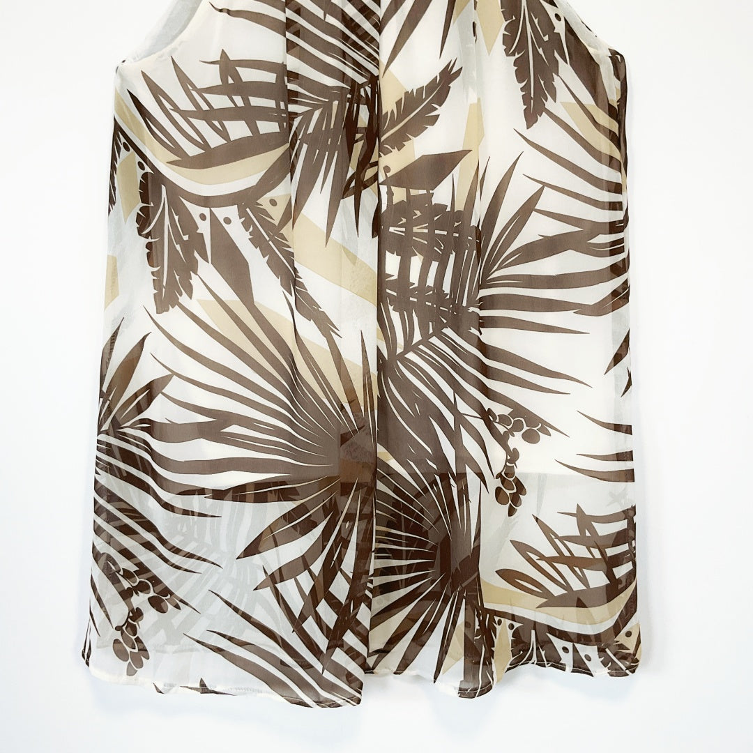 Sweet Girl Fashion - Tropical Palm Print Dress - Beaded Neckline