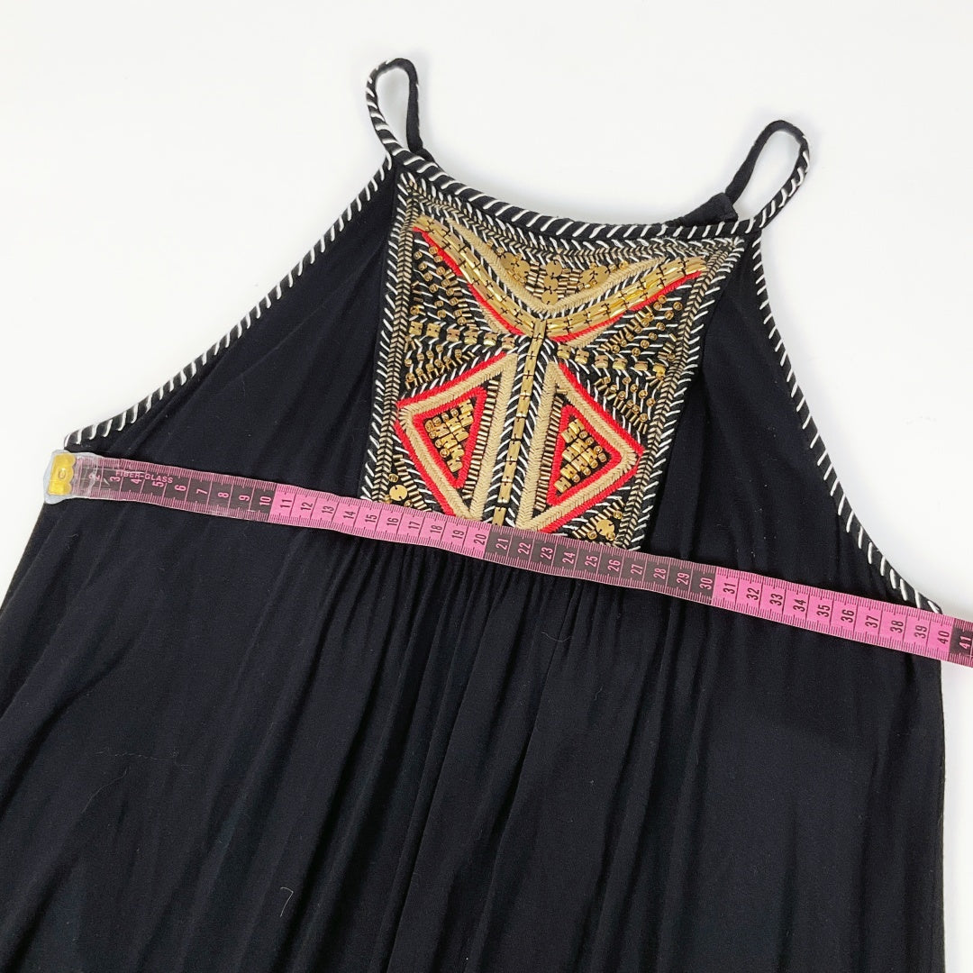 INC International Concepts - Black Maxi Dress with Tribal Embroidery