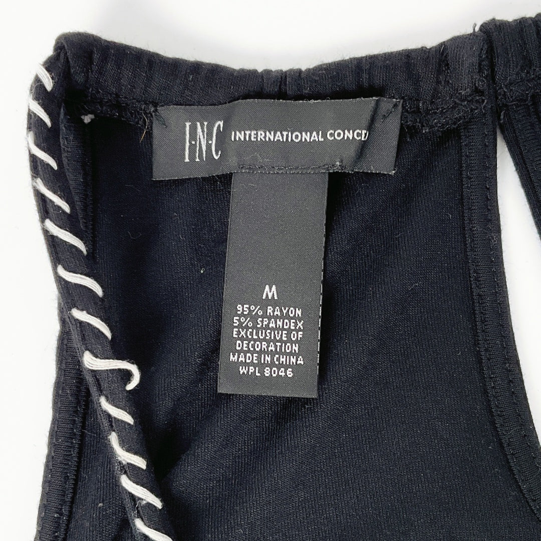 INC International Concepts - Black Maxi Dress with Tribal Embroidery