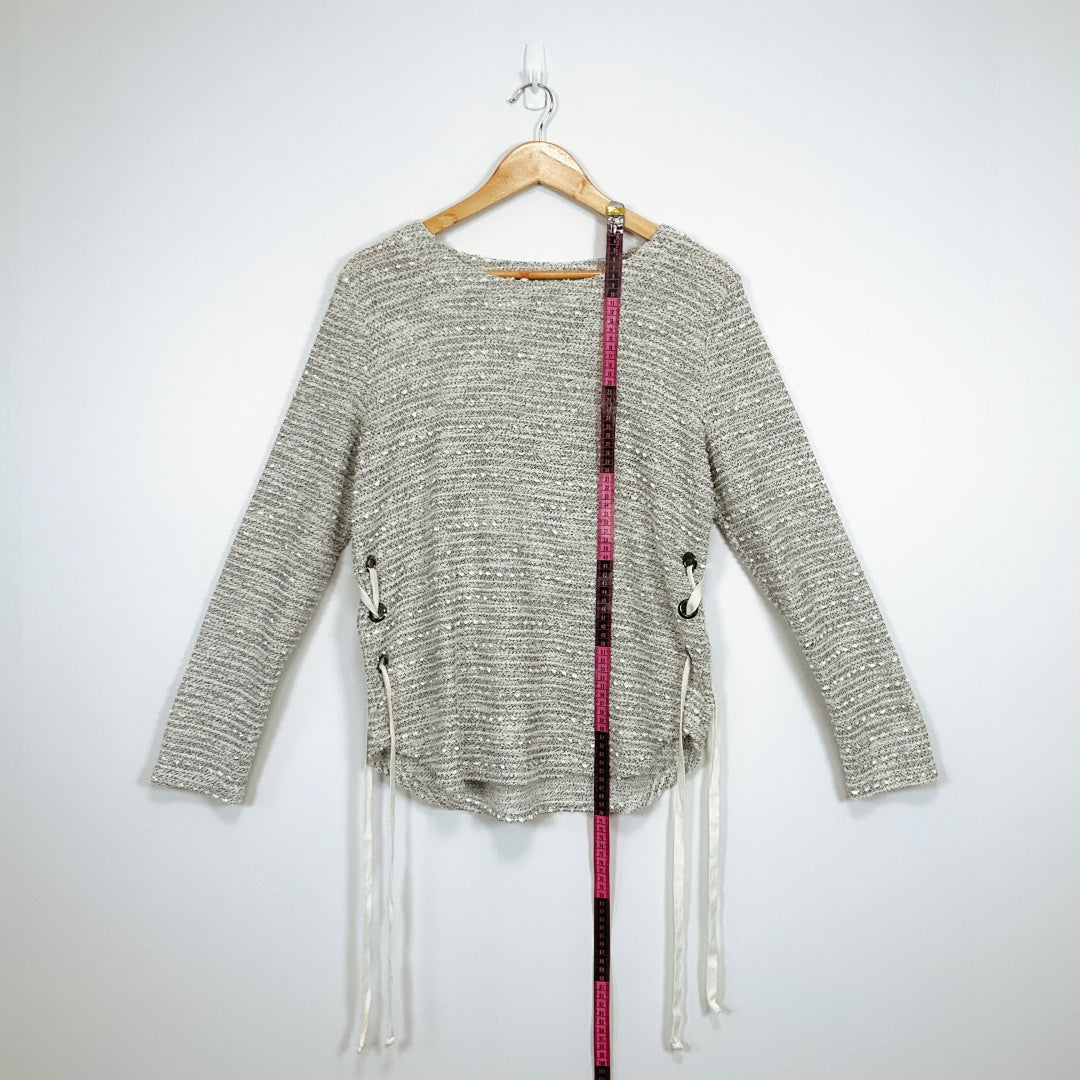 SHILLA - Grey Textured Long Sleeve Knit Sweater