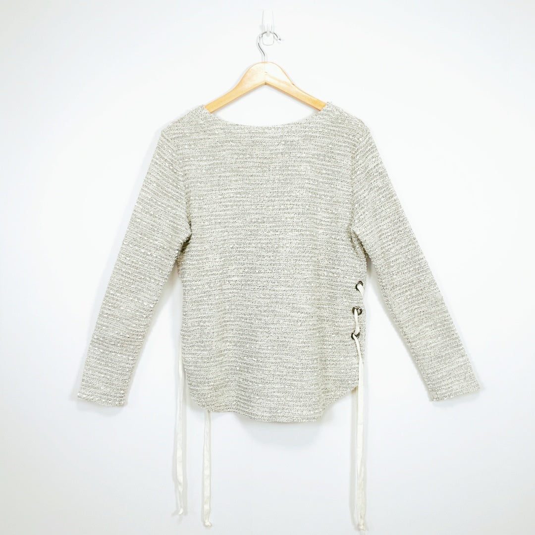 SHILLA - Grey Textured Long Sleeve Knit Sweater