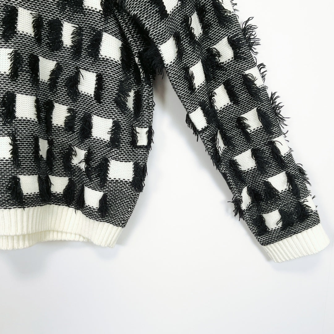 Quirky Circus - Black & White Textured Long Sleeve Sweater