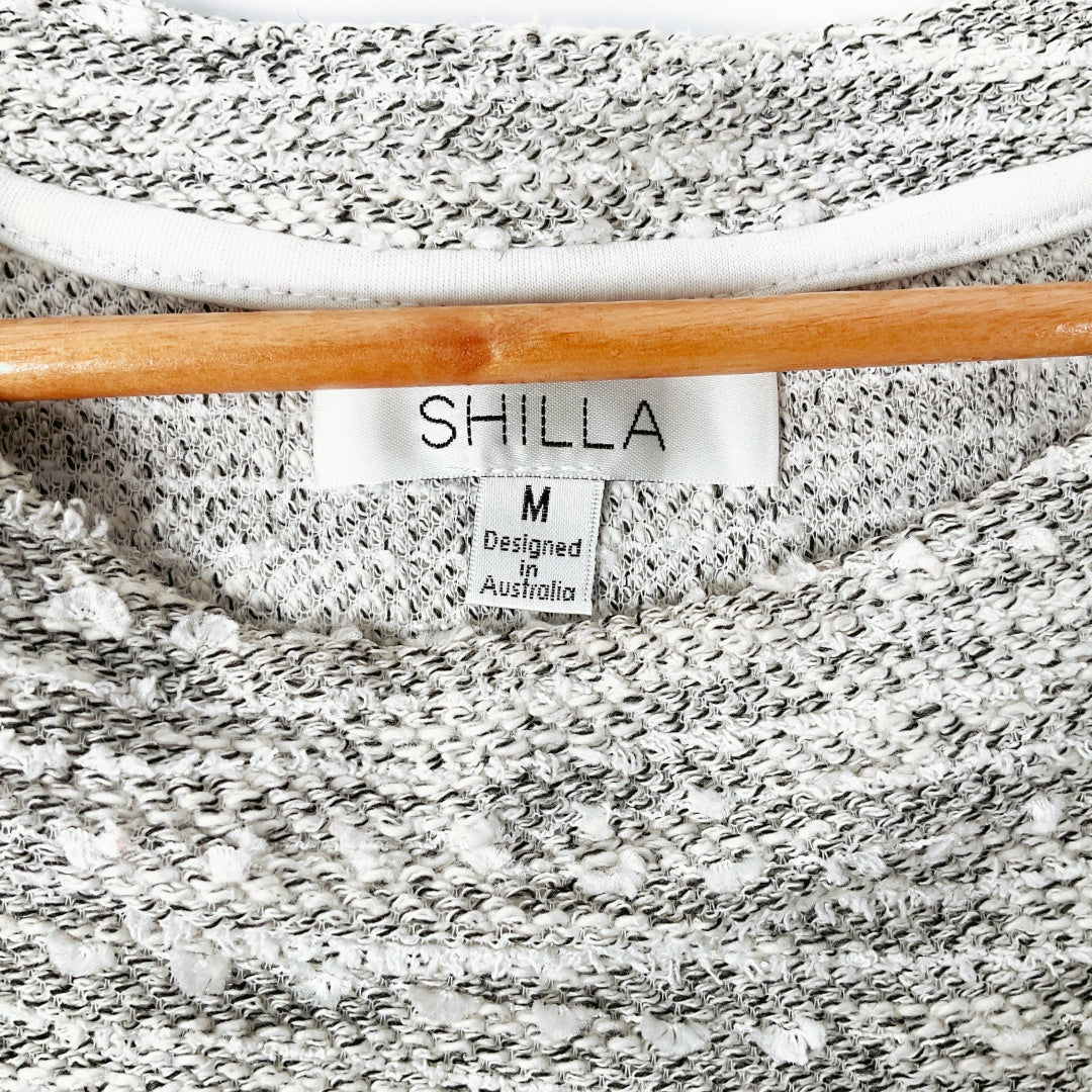 SHILLA - Grey Textured Long Sleeve Knit Sweater