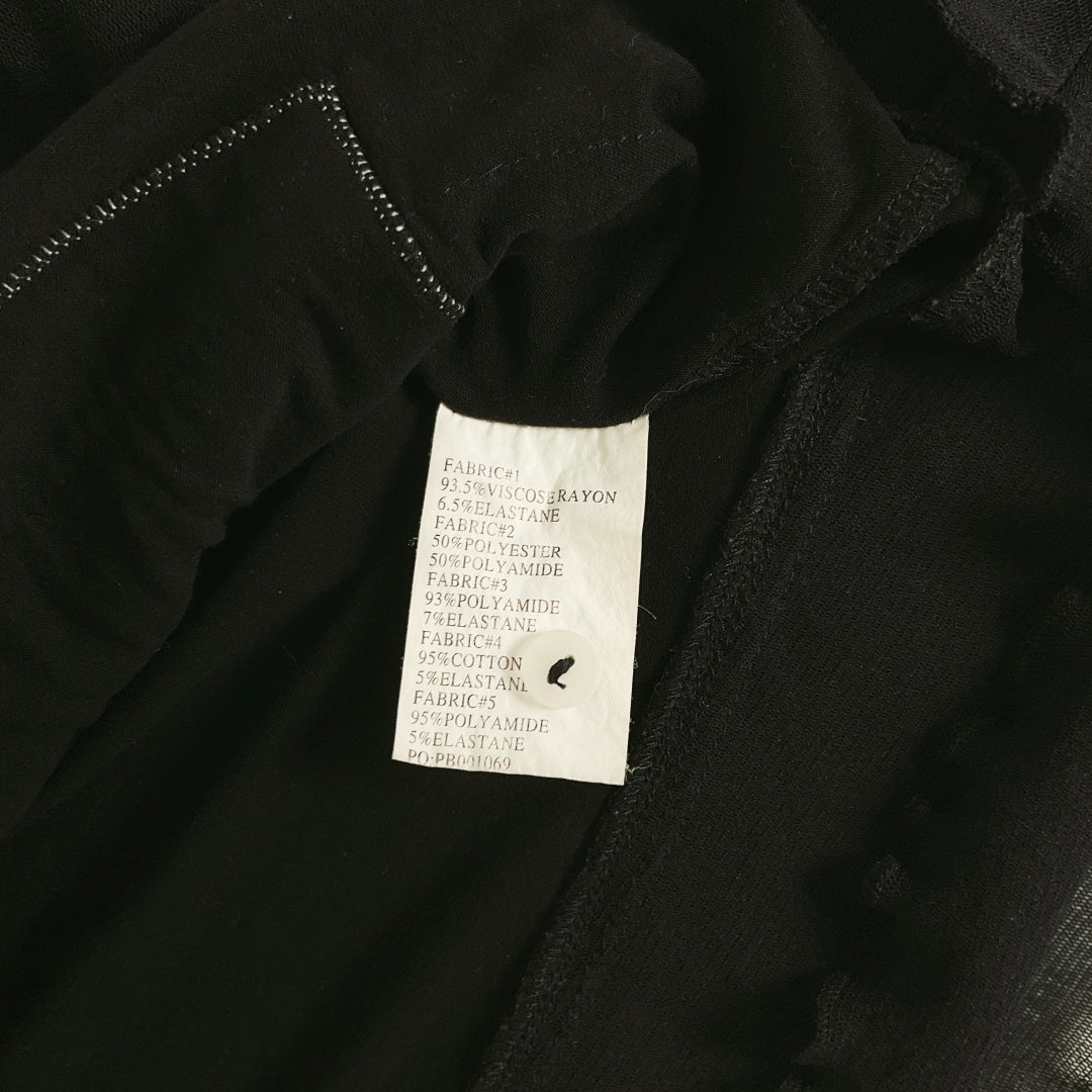 Clarity – Black Long Sleeve Lace & Stitch Detail Zip Front Top