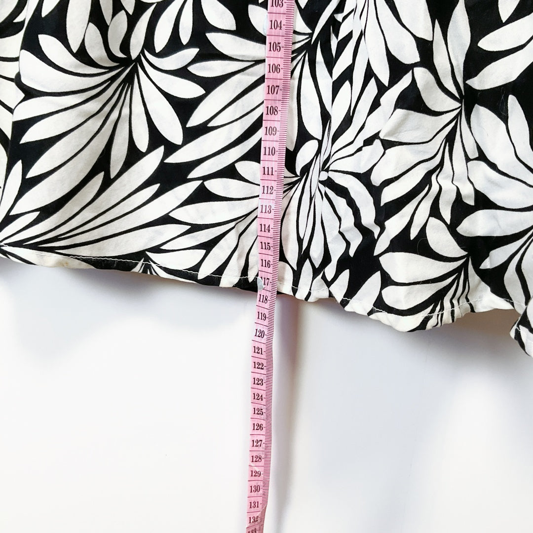 SACHA DRAKE - Black & White Leaf-Print Cotton Dress