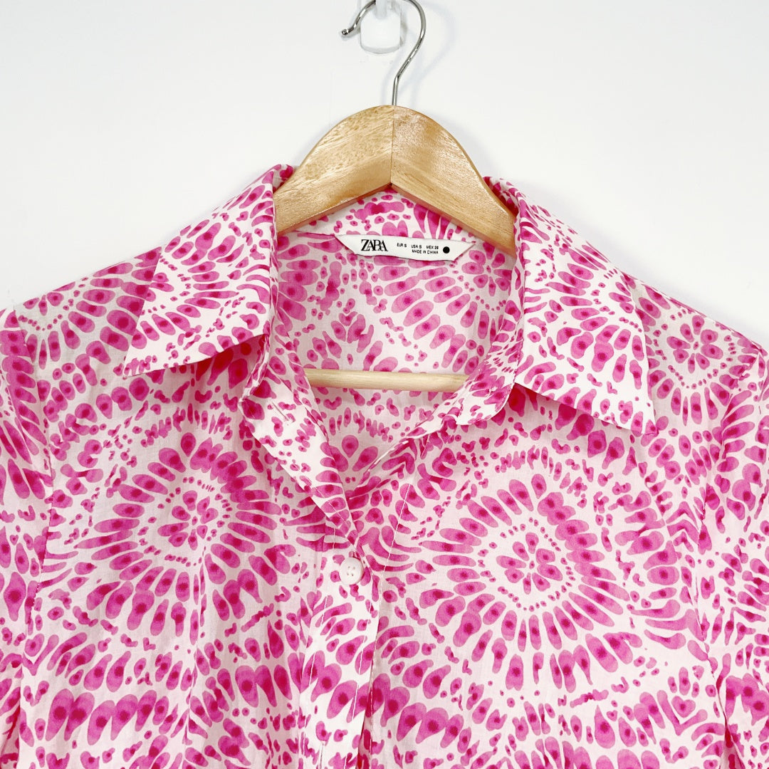 Zara - Tie Dye Collar Bell Style Dress