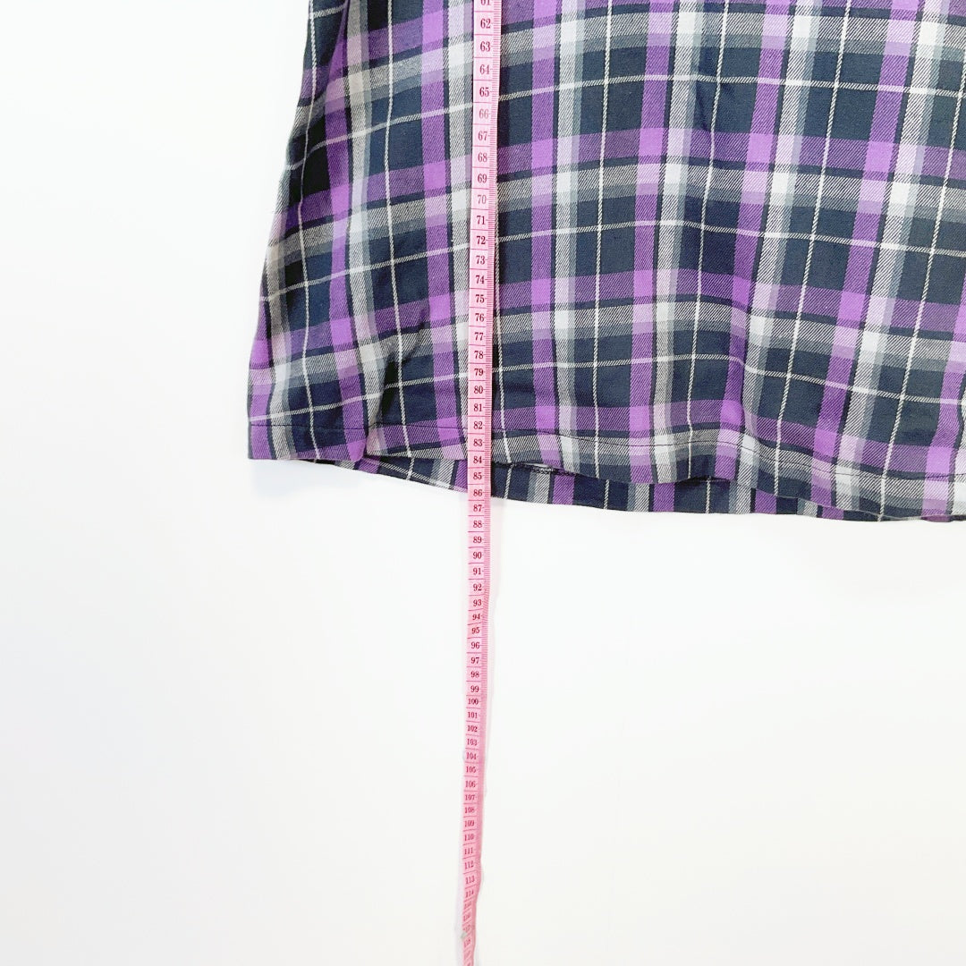 FACTORIE - Purple Plaid 100% Cotton Slip Dress