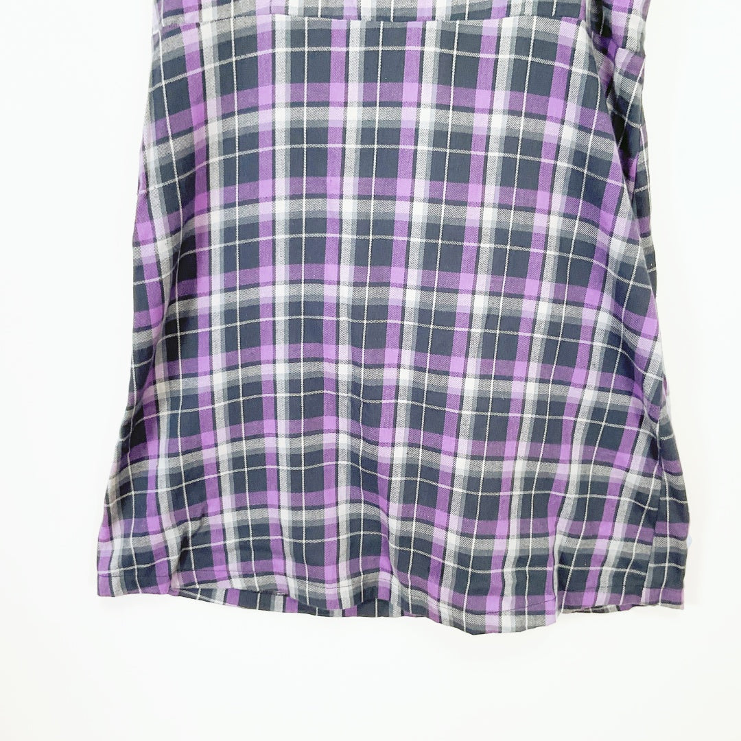 FACTORIE - Purple Plaid 100% Cotton Slip Dress