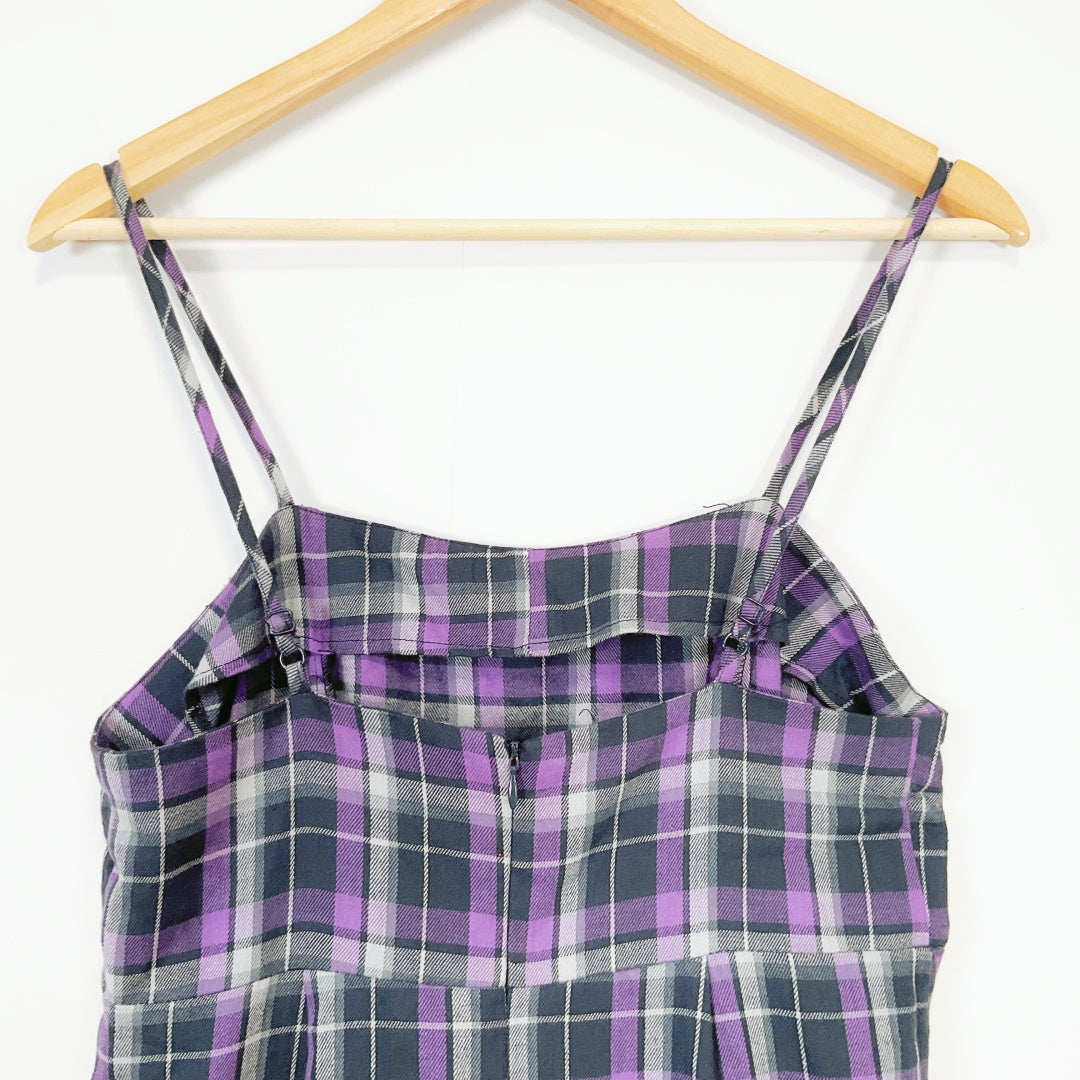 FACTORIE - Purple Plaid 100% Cotton Slip Dress