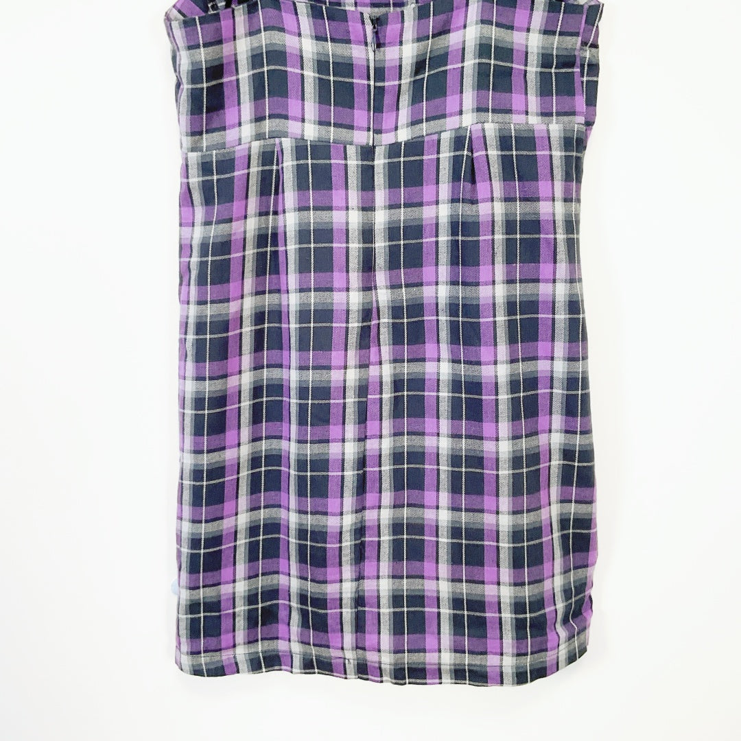 FACTORIE - Purple Plaid 100% Cotton Slip Dress