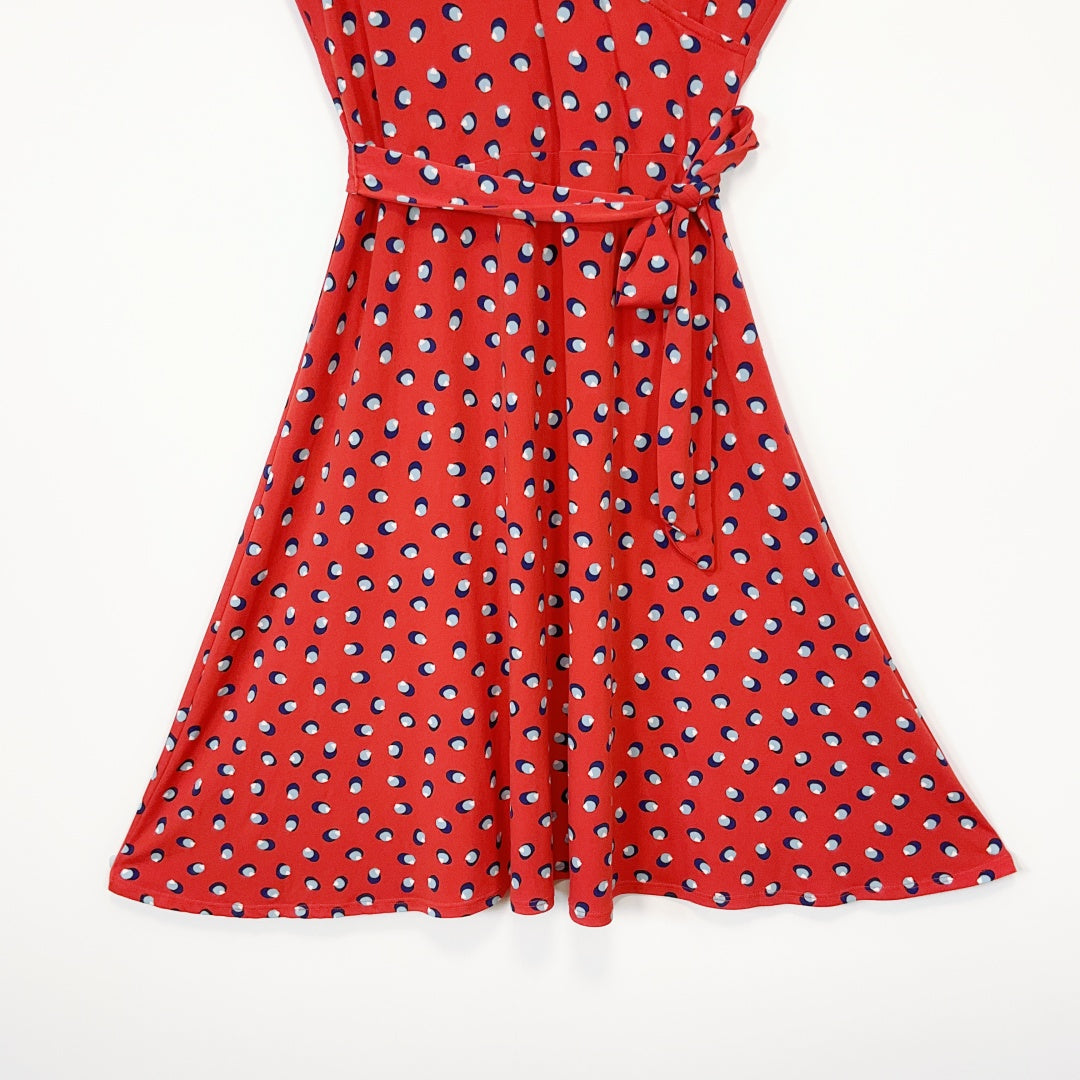 Leota - Red Polka-Dot Sleeveless Wrap Dress