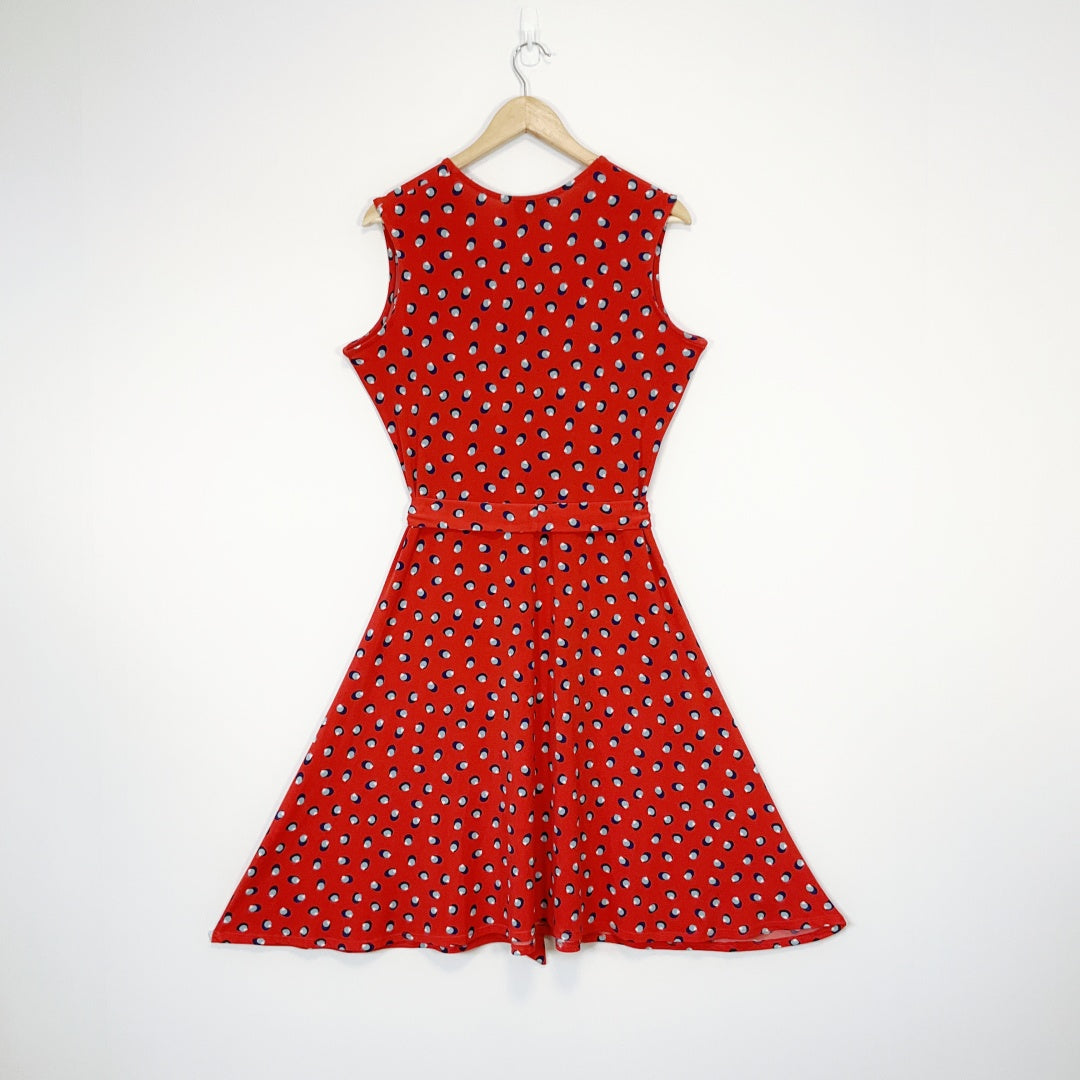 Leota - Red Polka-Dot Sleeveless Wrap Dress