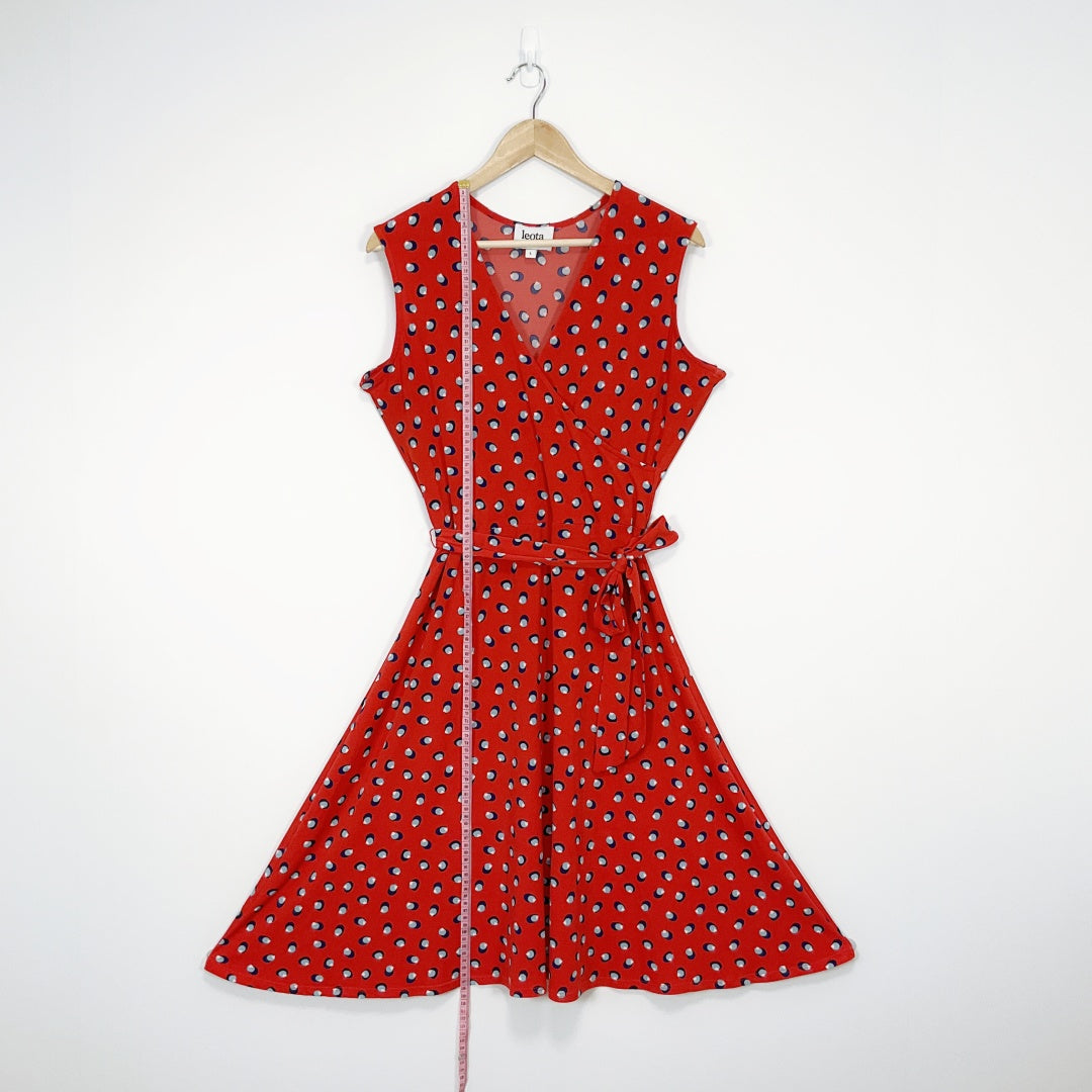 Leota - Red Polka-Dot Sleeveless Wrap Dress