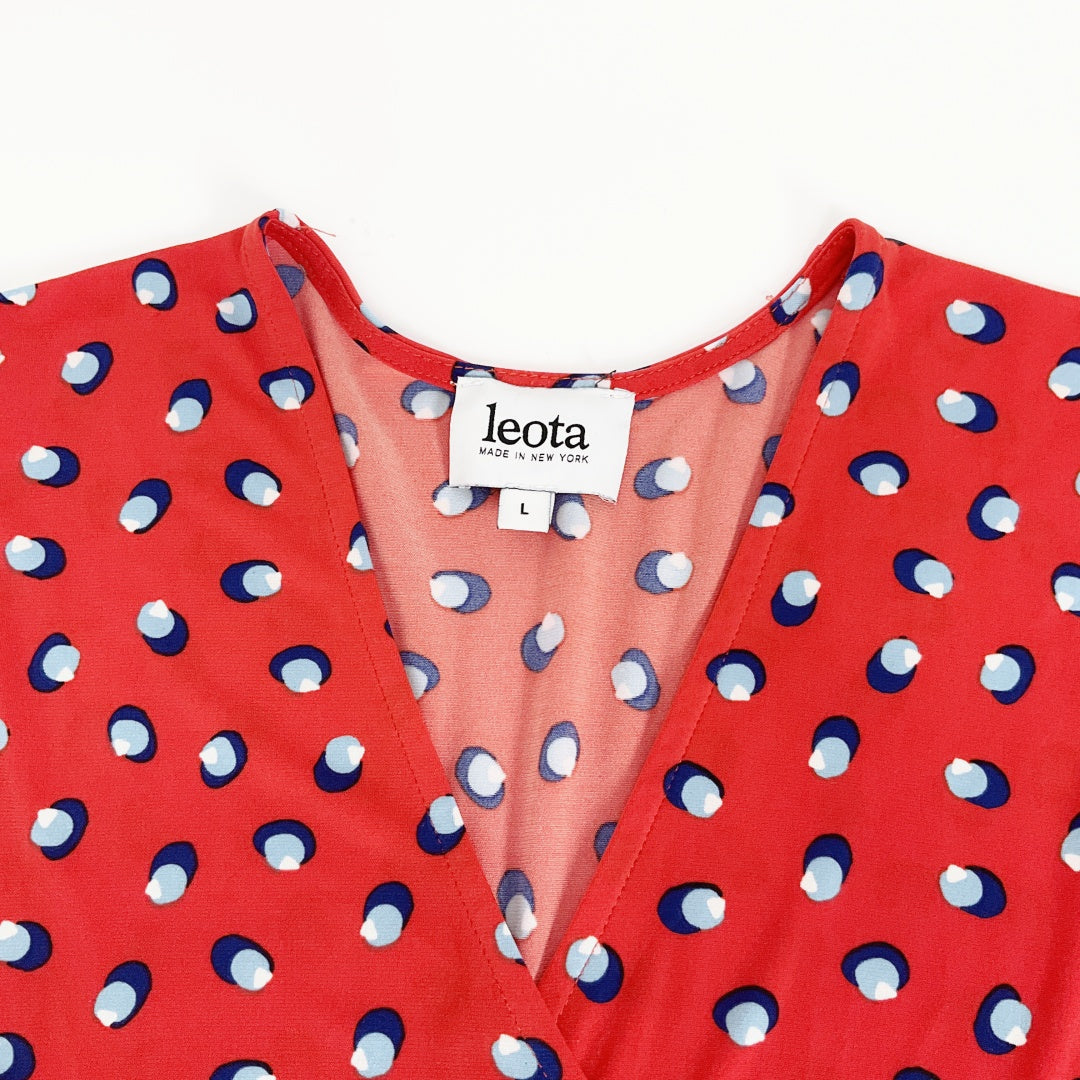 Leota - Red Polka-Dot Sleeveless Wrap Dress