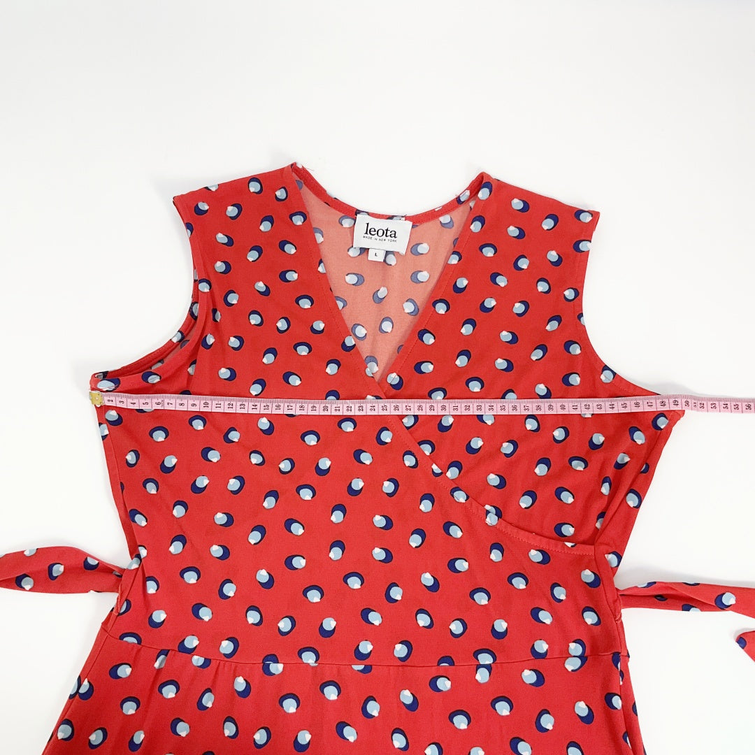 Leota - Red Polka-Dot Sleeveless Wrap Dress