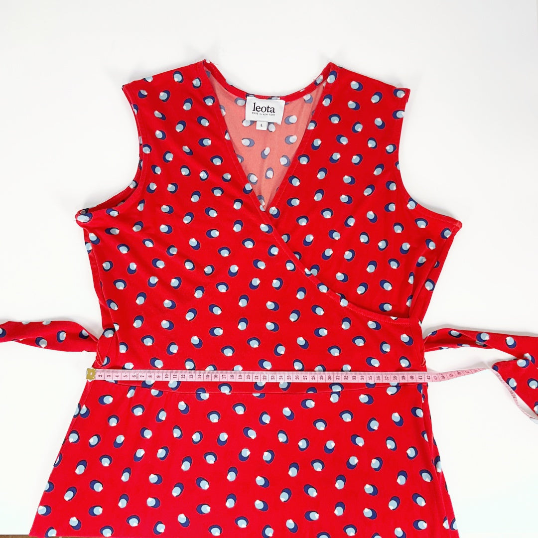 Leota - Red Polka-Dot Sleeveless Wrap Dress