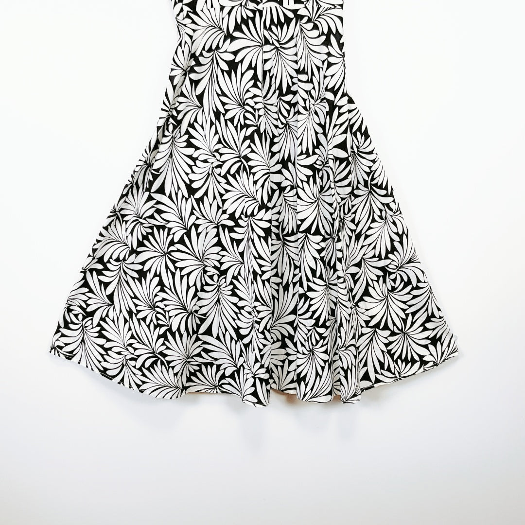 SACHA DRAKE - Black & White Leaf-Print Cotton Dress