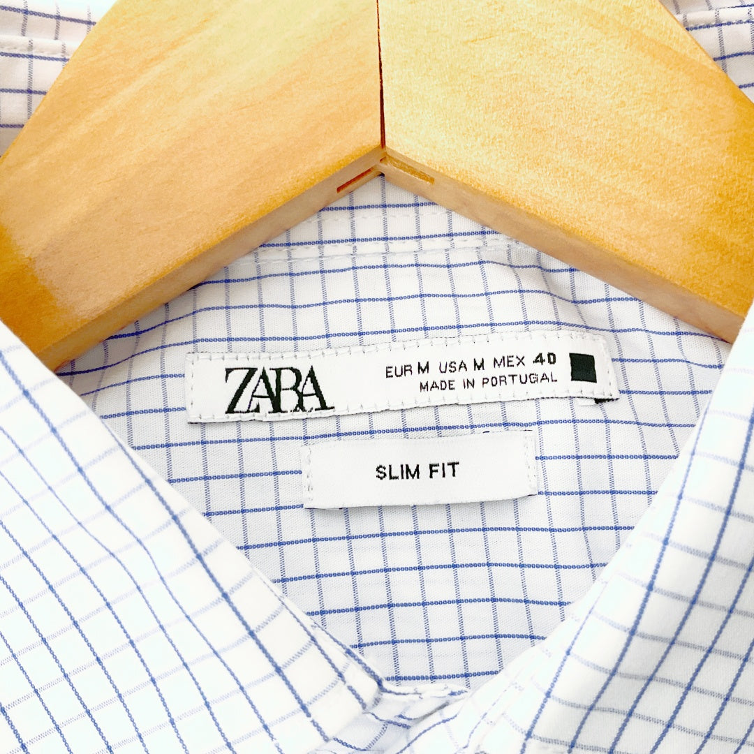 Zara - Slim Fit Light checked 100% Cotton Shirt