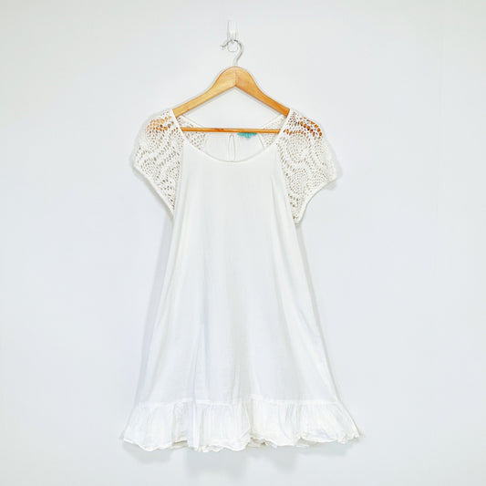 Resort - Crochet Sleeve Mini Cotton Dress