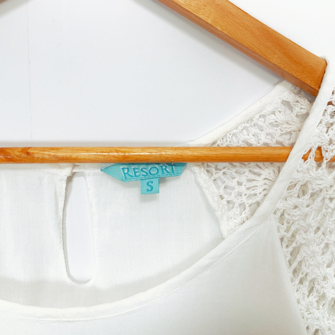 Resort - Crochet Sleeve Mini Cotton Dress