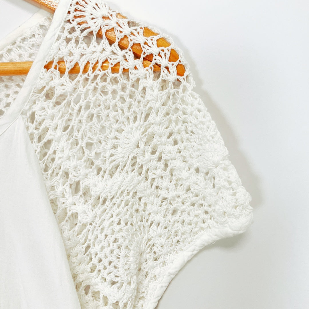Resort - Crochet Sleeve Mini Cotton Dress