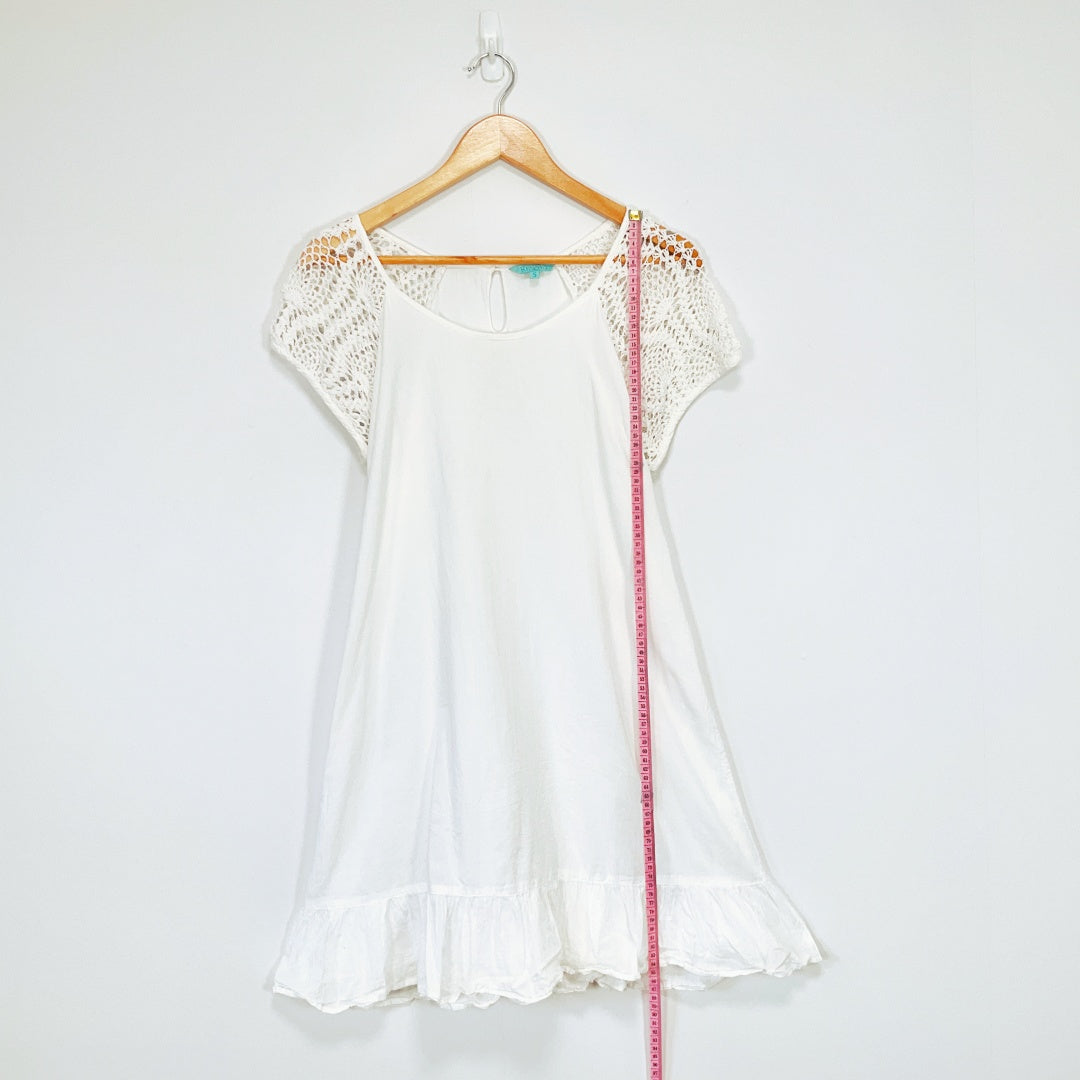 Resort - Crochet Sleeve Mini Cotton Dress