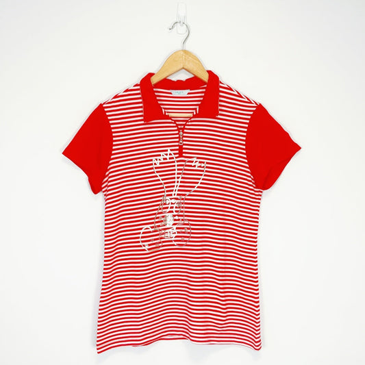 LALA'C Golf Collection - Red & White Stripe Polo
