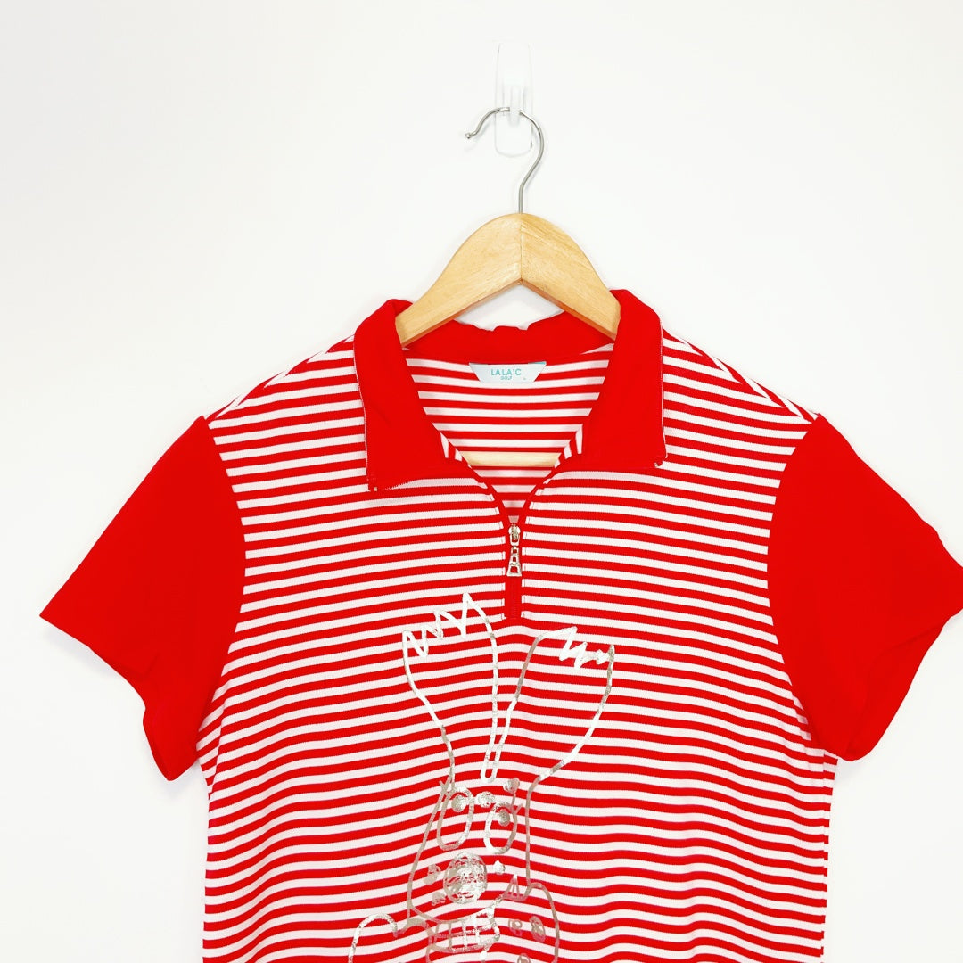 LALA'C Golf Collection - Red & White Stripe Polo