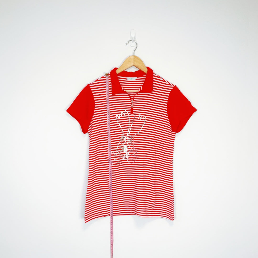 LALA'C Golf Collection - Red & White Stripe Polo
